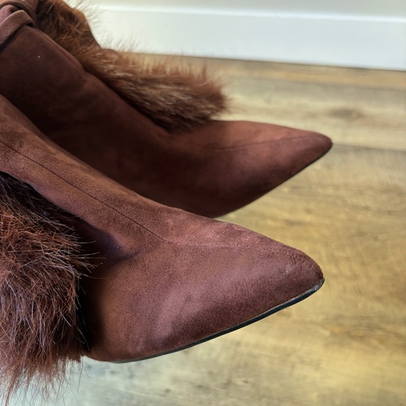 Fashion Nova Brown Faux Fur Pom Pom Heeled Boots - Picture 10 of 12